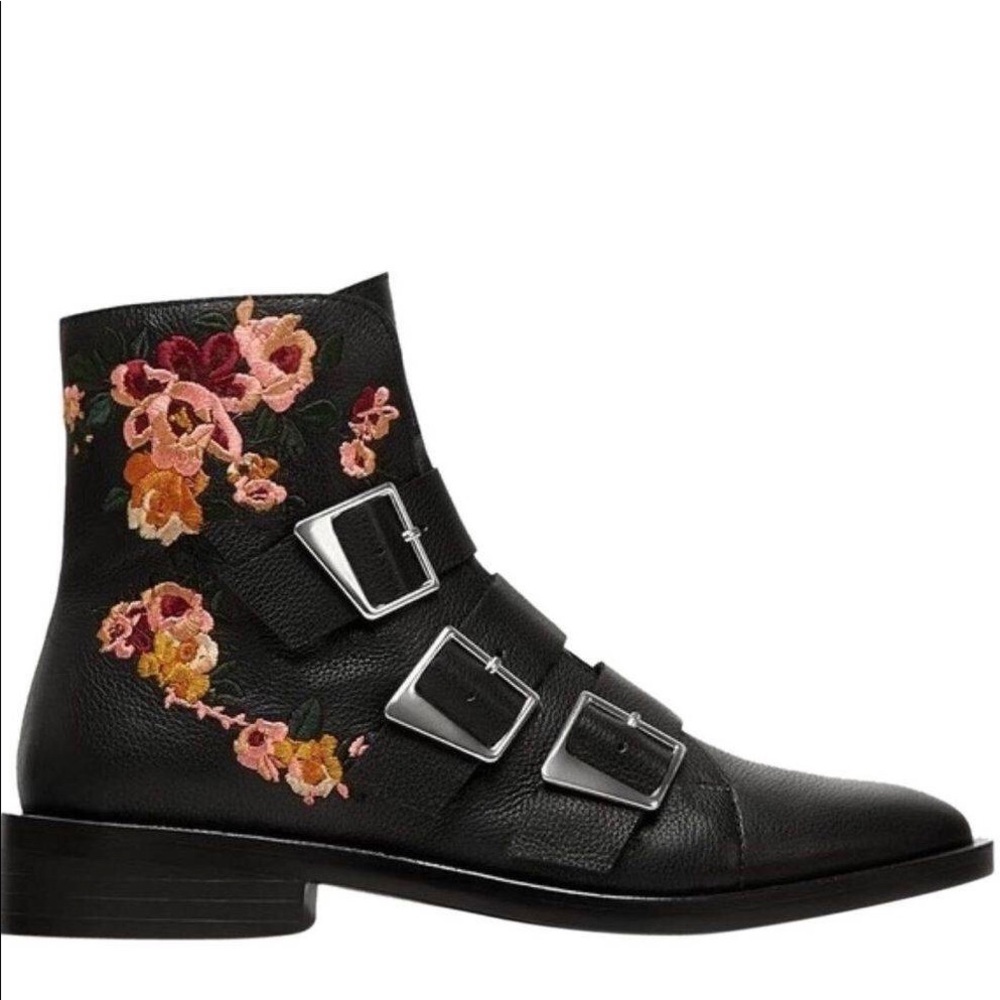 Zara Embroidered Floral Booties